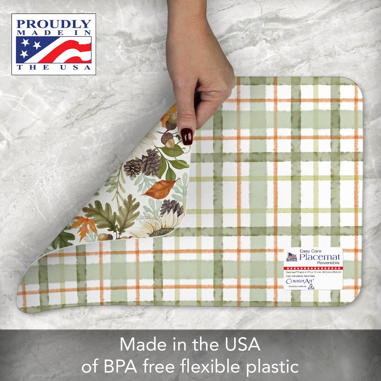 CounterArt/Highland Home/Thirstystone/CoasterStone - Wholesale Placemat - Farmhouse Fall omkeerbare rechthoekige kunststof placemat1