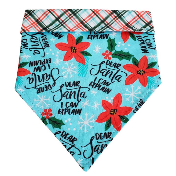 Santa I Can Explain - Reversible Dog Collar Bandana for wholesale by Charlie & the Hound