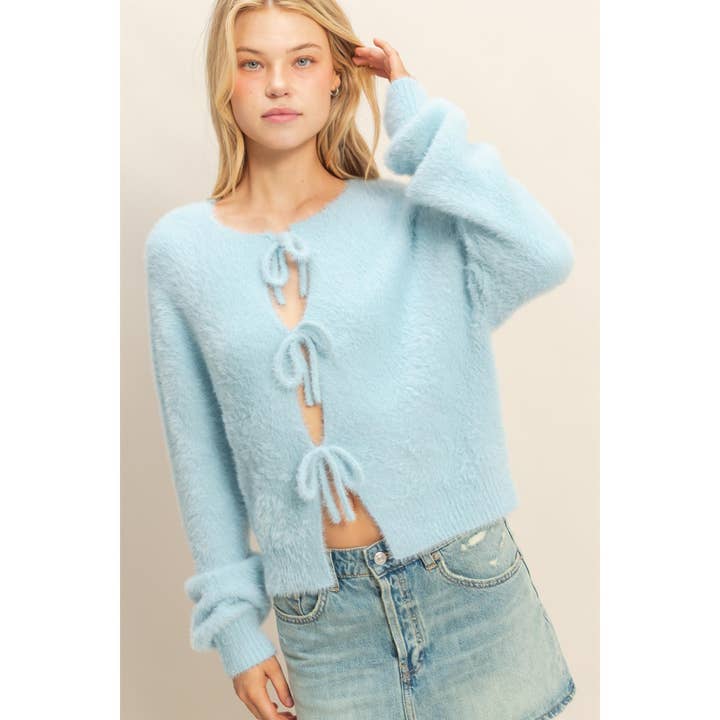 HYFVE - Wholesale Cardigan - Women's - Fuzzy Sweater With Unique Front Ties