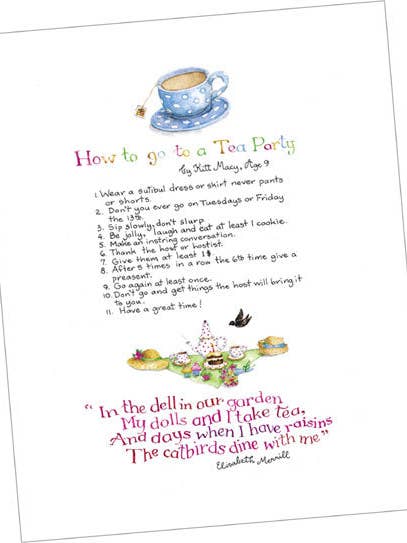 "How To Go To A Tea Party" Print for wholesale by Susan Branch Studios