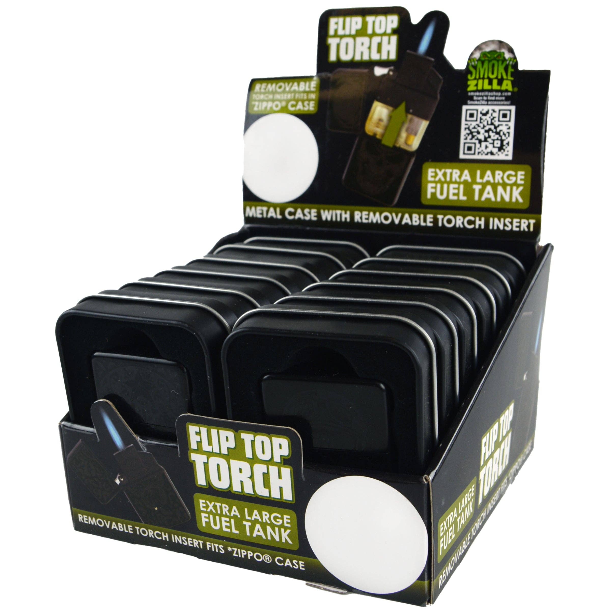 Novelty Brands - Wholesale Retailer Display - Home & Living - Smokezilla Black Flip Torch Lighter Assortment- 12/Display0