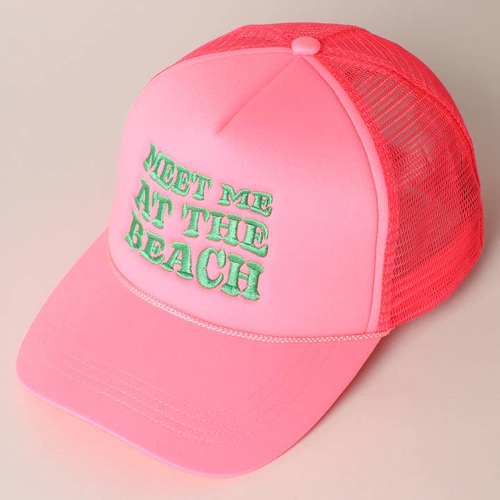 Fashion City - Vente Casquette de camionneur – femme - Casquette arrière en maille brodée Meet Me At Beach4