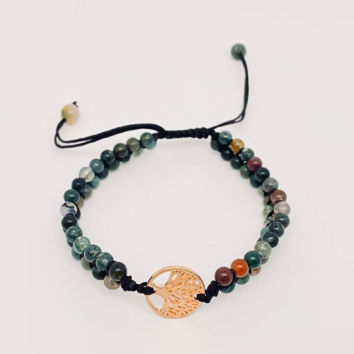 Mio Queena - Wholesale Charm/Dangle Bracelet - 4mm Natural Stone Woven Bracelet Tree of Life Pendant - CS15