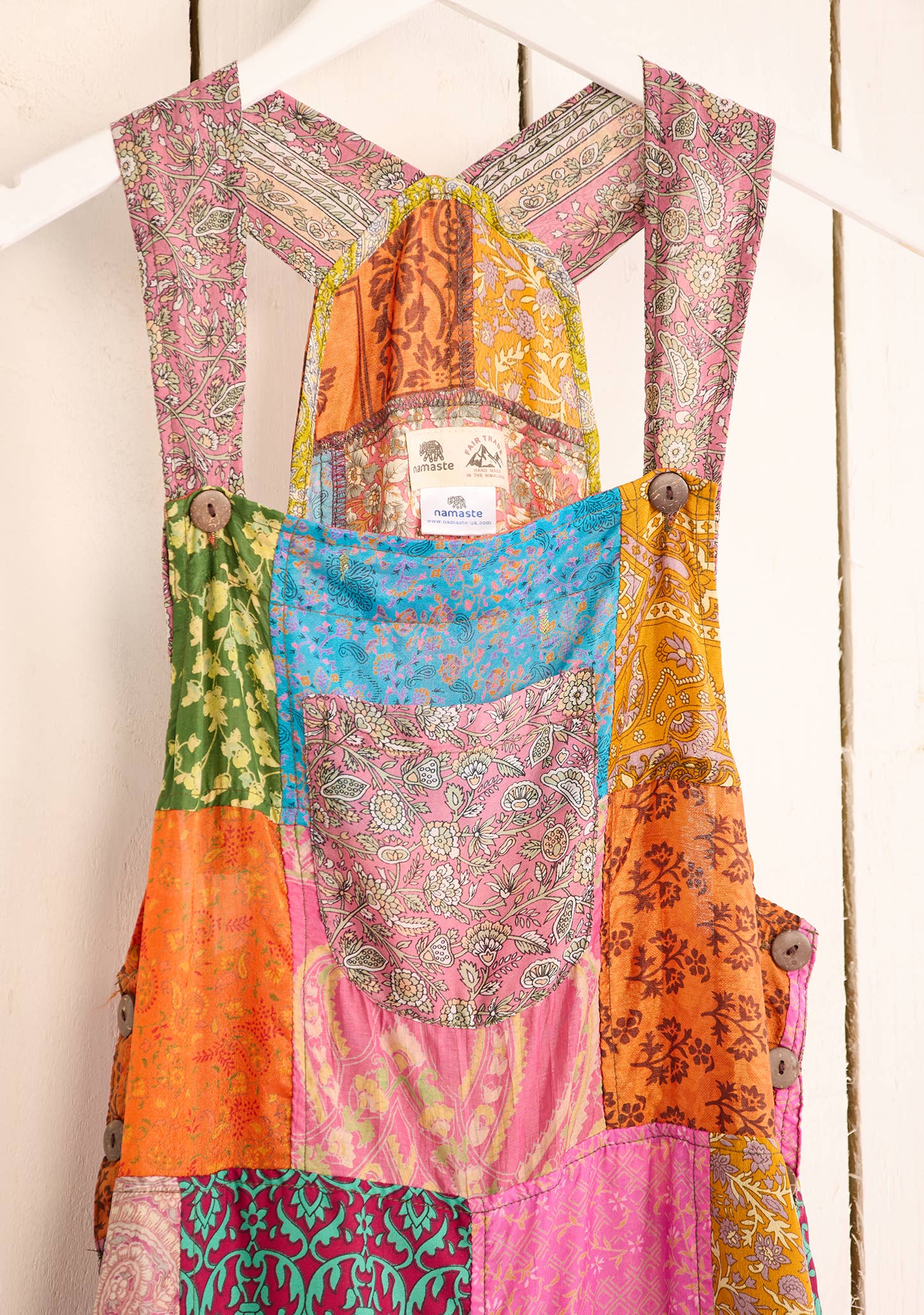 Namaste – wholesale Overalls – Women's – Recycled Sari Patchwork Dungarees2