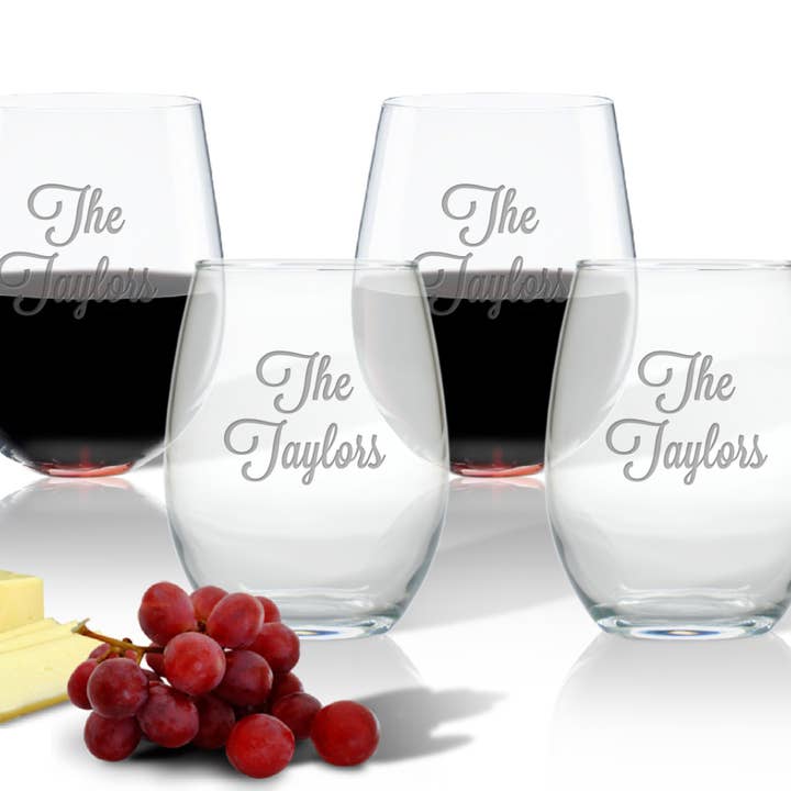 Gepersonaliseerde glazen zonder steel van acryl voor wholesale door Davis Designs