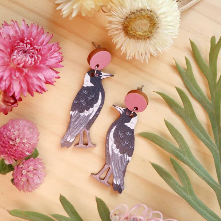 Pixie Nut & Co. - Wholesale Dangle earrings - Magpie Australian Bird Earrings4