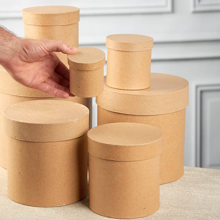 Factory Direct Craft – wholesale Gift box – Premade 5-Piece Nested Round Paper Mache Box Set