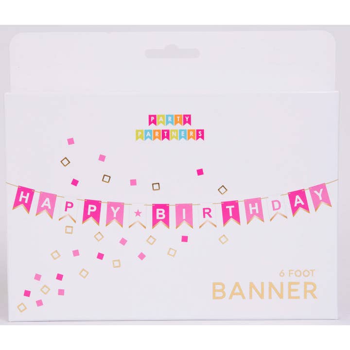 Party Partners - Wholesale Party Sign/Banner - Pink Happy Birthday Banner