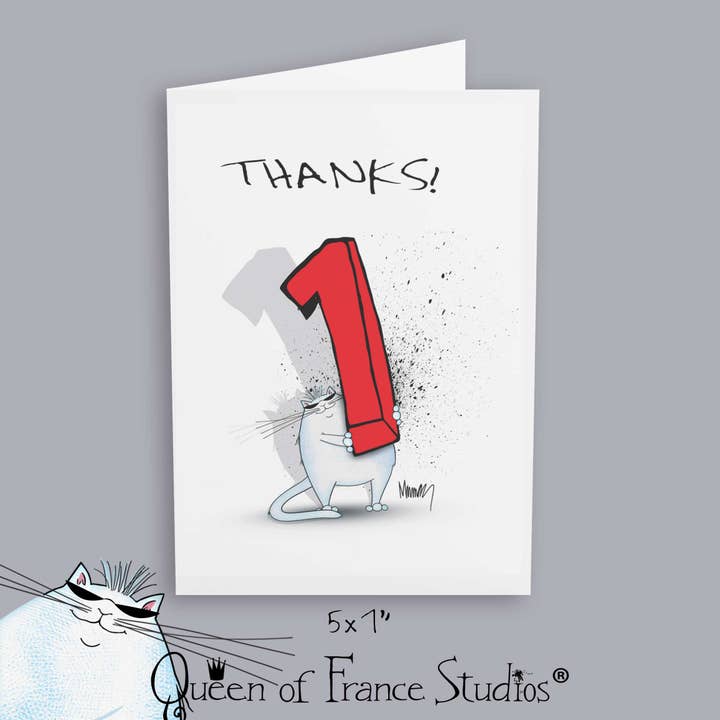 Funny Cat Thank You Notes for wholesale by Queen of France Studios