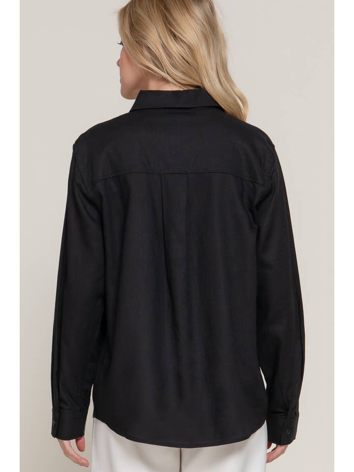 Active Basic | Active USA - Wholesale Button Down Shirt - Women's - Long Sleeve Linen Blend Shirt18