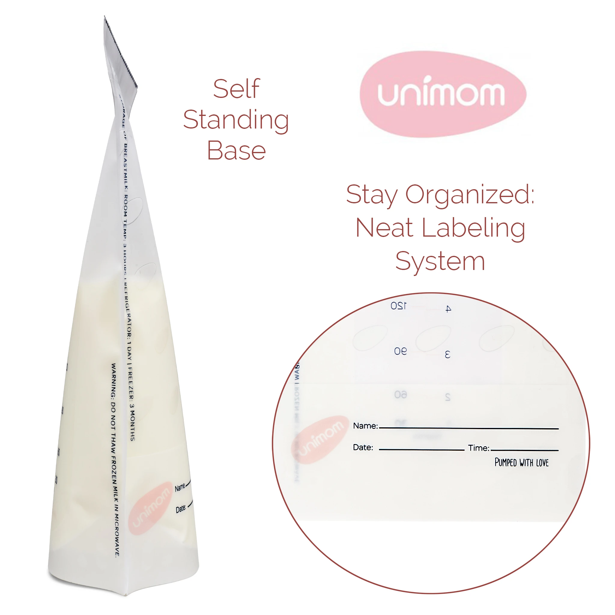 Unimom - Wholesale Milk/Juice Bottle - 50 Matte Design Breast Milk Storage Bags6