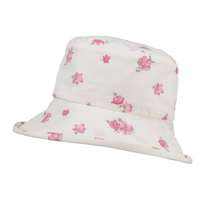 Chapeau d'été léger en coton à imprimé floral, fleurs roses. pour la vente par Proppa Toppa Hats