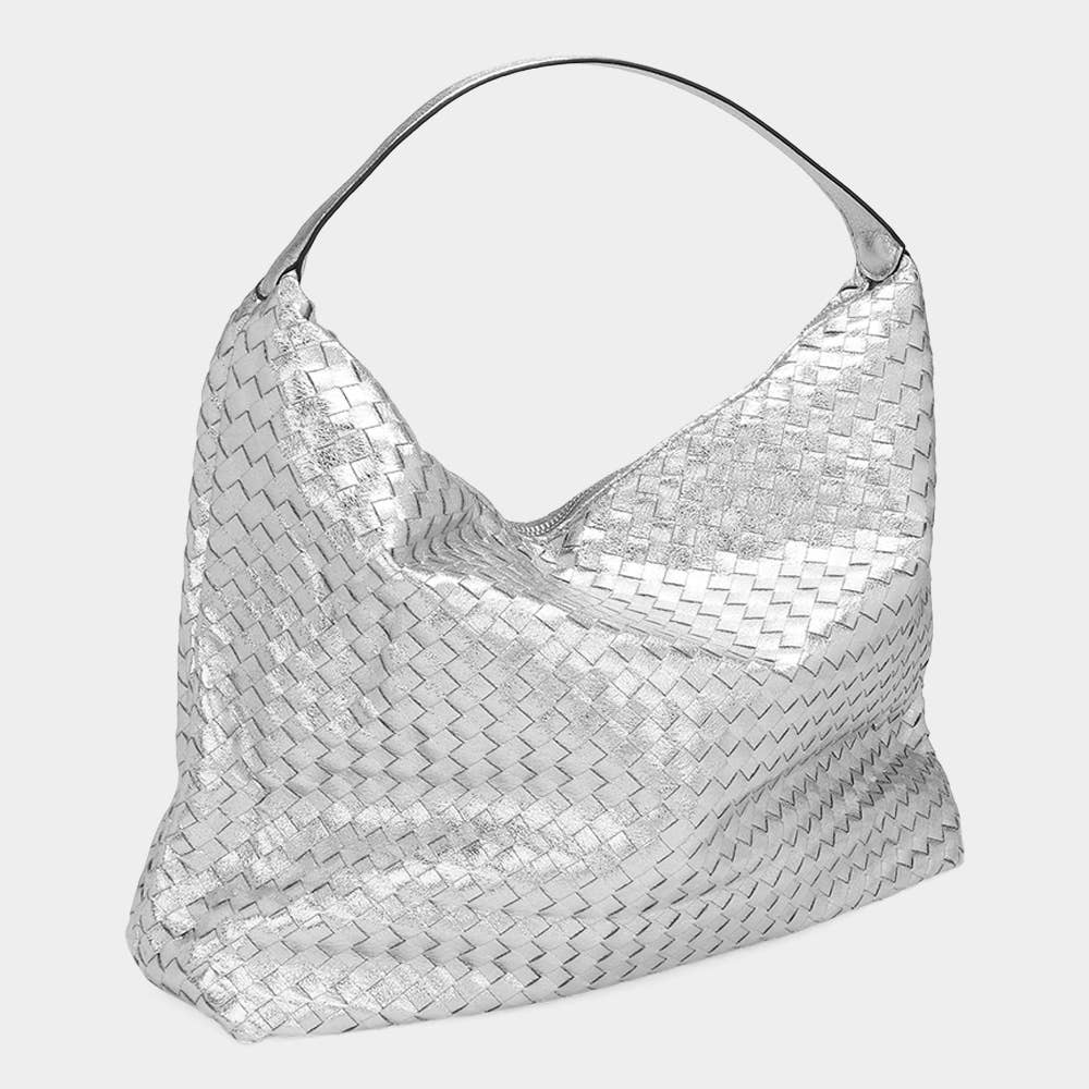 Sensibling Corp. - Vente Sac porté épaule – femme - Sac à bandoulière tressé en similicuir brillant5
