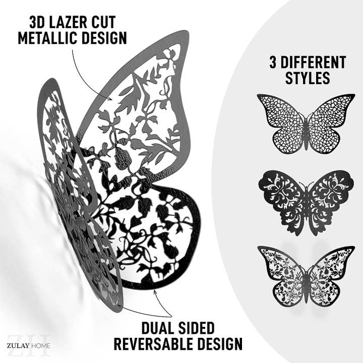 Zulay Kitchen – wholesale Wall Accent – 3D Butterfly Wall Decor – Set of 48 Decorative Butterflies2