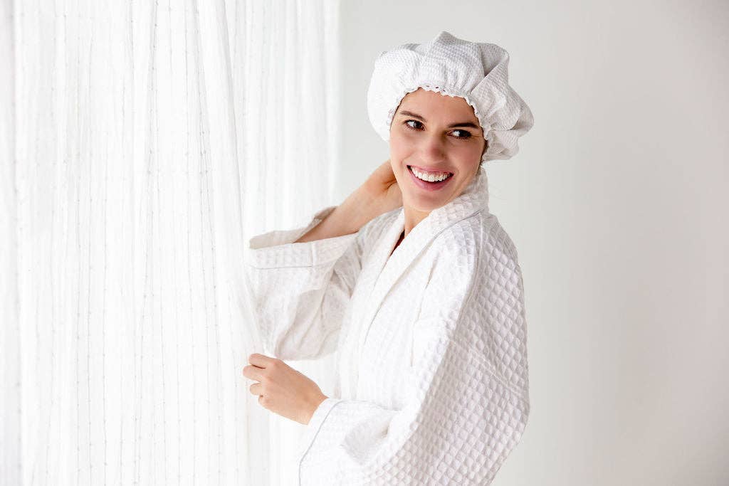 Jacaranda Living - Wholesale Robe - Women's - Bathrobe - White Cotton, Luxury Waffle Weave5