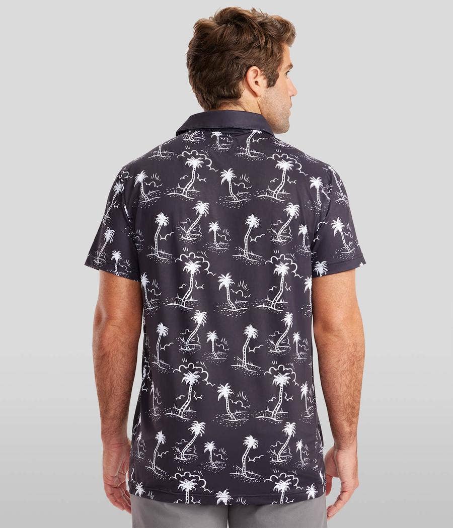 Tipsy Elves - Vendita all'ingrosso Polo - Uomo - Maglietta da golf Monochrome Moonlight - Polo da golf con palme da uomo4