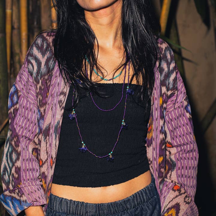 TRIPLE ROW PEARL AND FLOWERS NECKLACE for wholesale by Flora Jane Paris