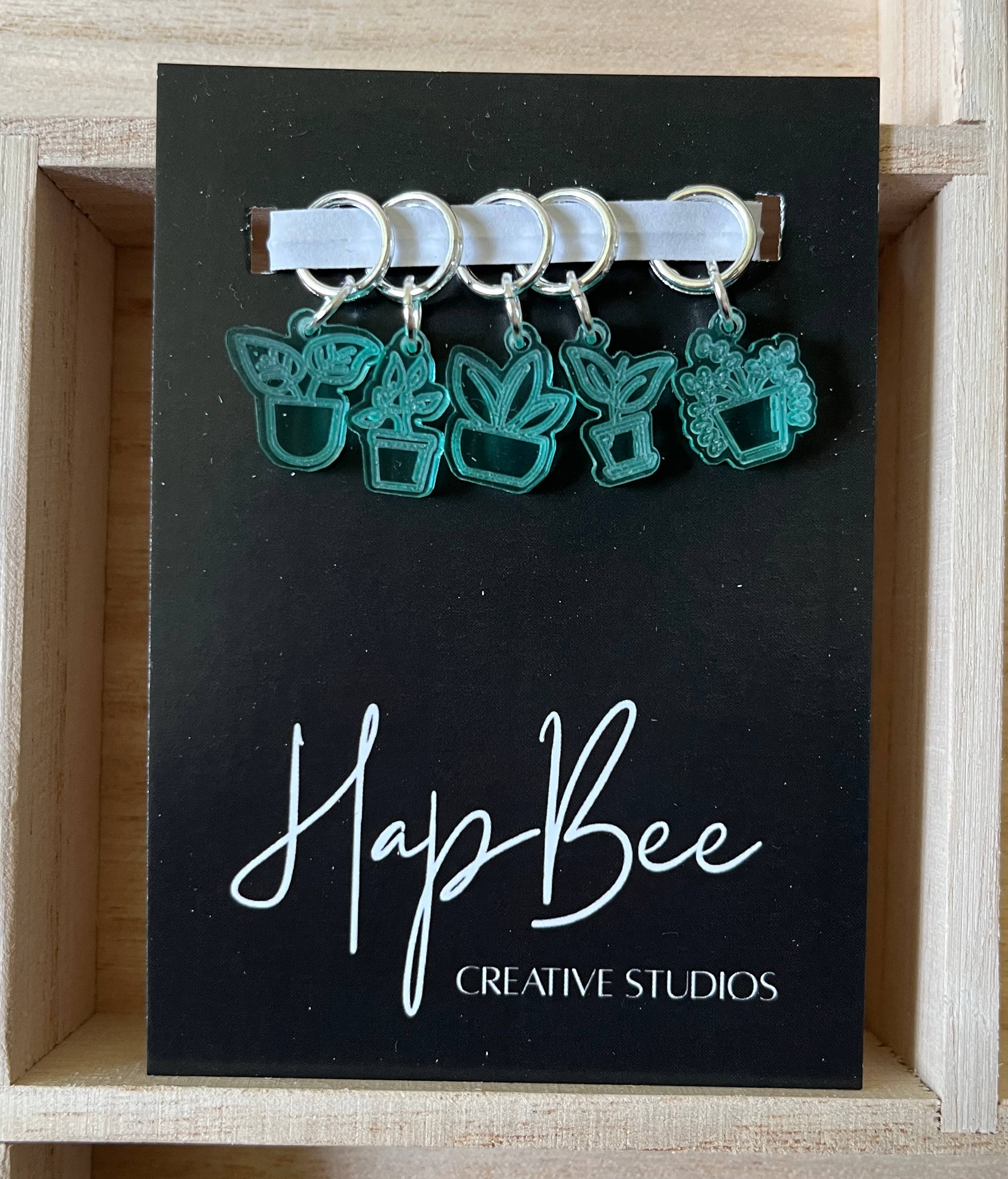 HapBee Creative Studios - Wholesale Knitting/Crochet Supplies - HAPPY HOUSEPLANTS Stitch Marker set0