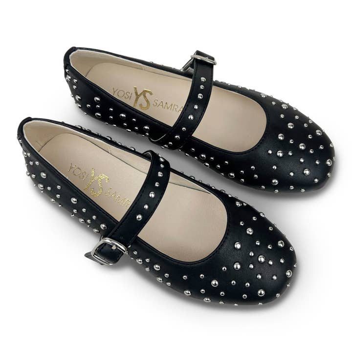 Miss Sadie Ballet Flat in Black Studs - Kids for wholesale on Faire5