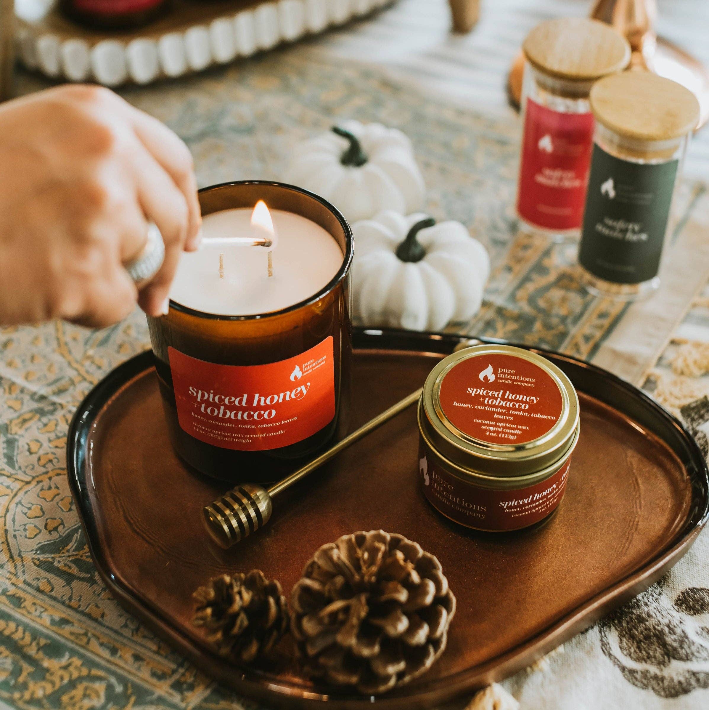 Pure Intentions Candle Company - Wholesale Jar/Filled Candle - Spiced Honey + Tobacco2