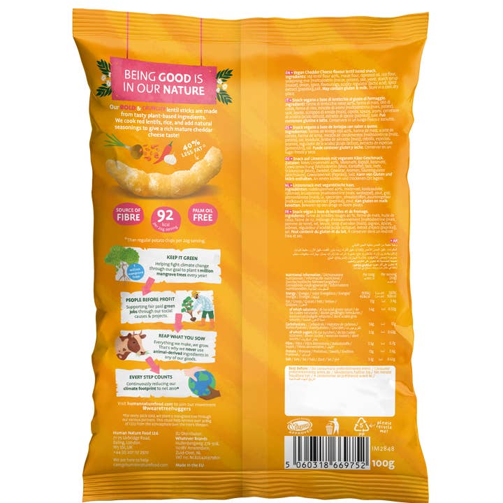 Human Nature Food - Vendita all'ingrosso Snack soffiati - Snack di lenticchie al gusto di formaggio Human Nature2