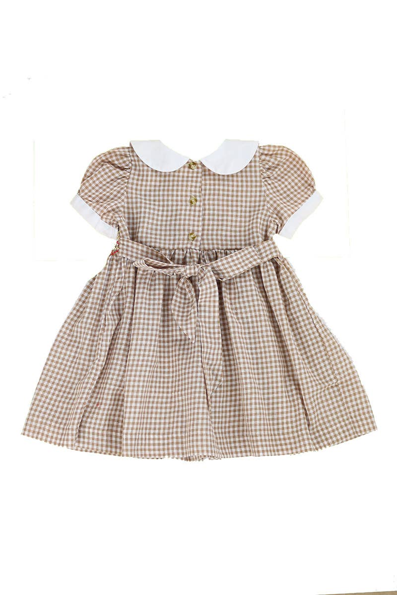 SISSYMINI - Vente Robe – bébé - Robe vichy brune smockée à la main pour bébés et tout-petits9