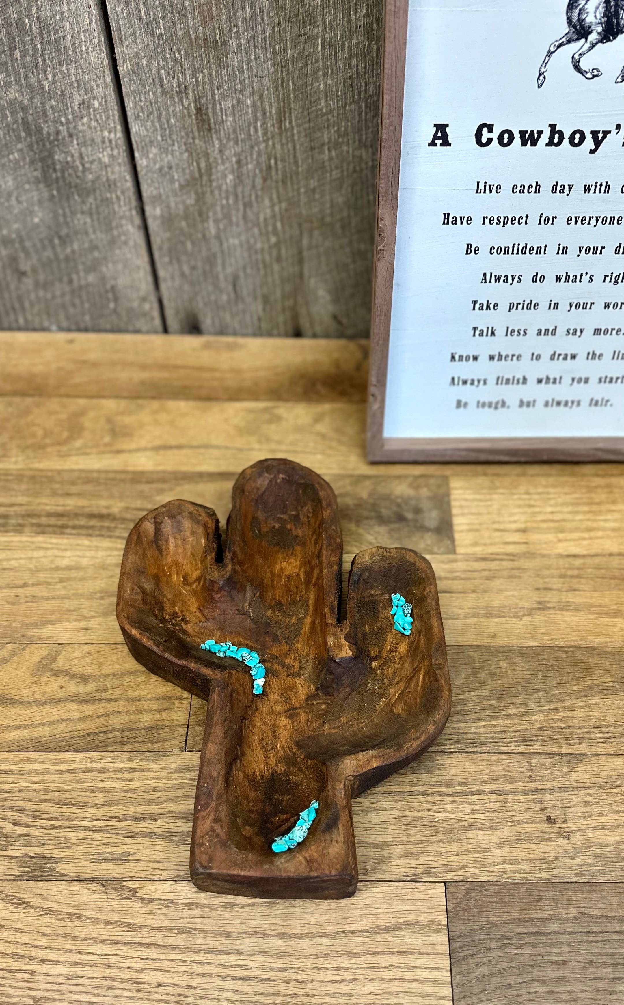 Southern Rust - Wholesale Decorative Plate/Dish/Bowl - Wooden Turquoise Cactus Bowl5