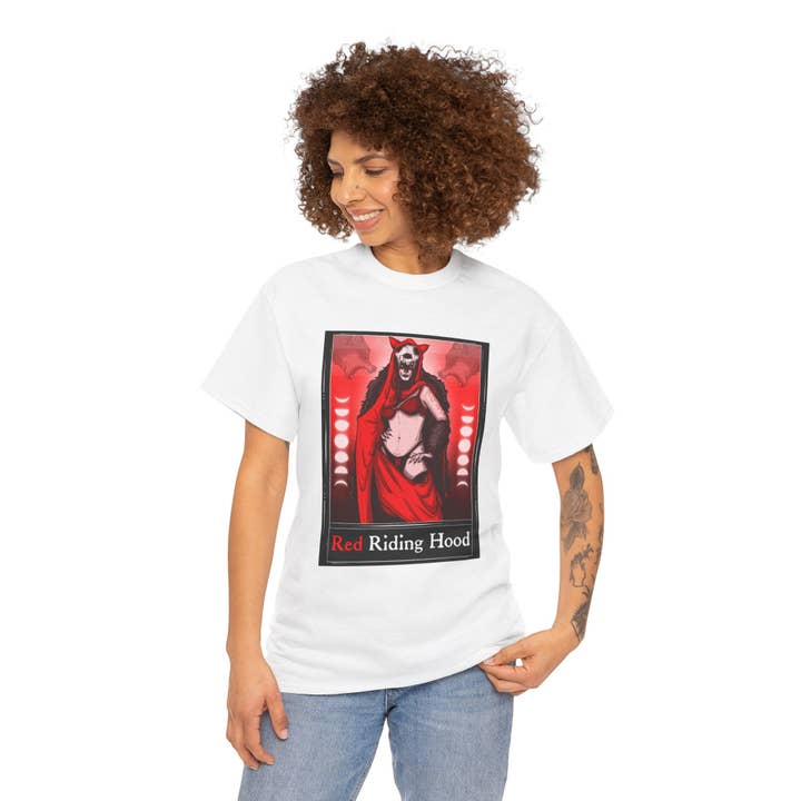 LVB Art - Wholesale T-Shirt (Graphic) - Unisex - Red Riding Hood Tarot (Front & Back Print) Unisex Heavy Cotton Tee43