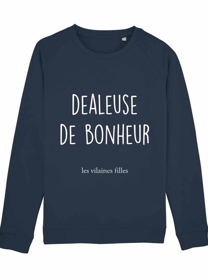 Sudadera de cuello redondo Dealeuse de bonheur orgánica para venta al por mayor de Les Vilaines Filles