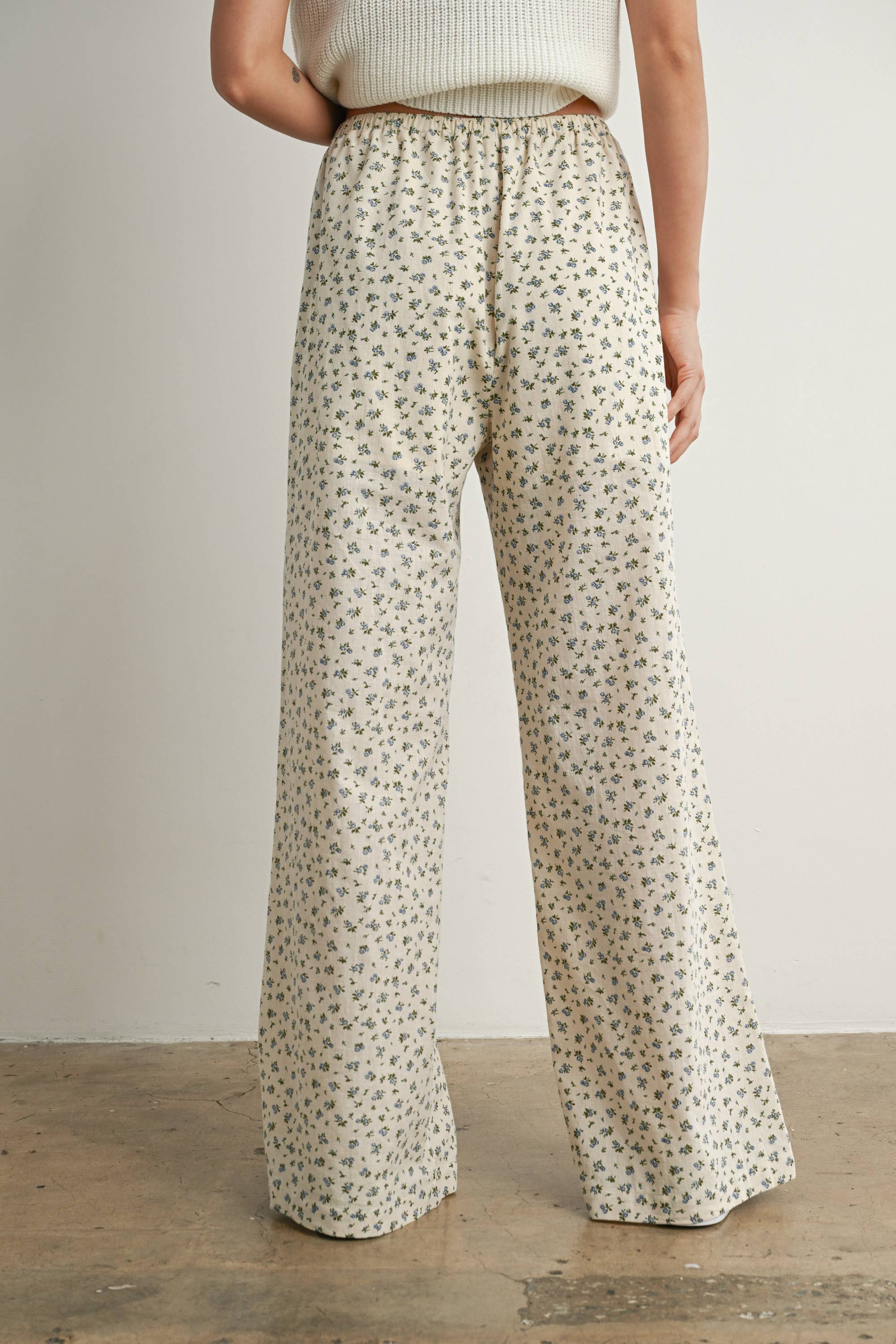 BUTTERMELON - Wholesale Pants - Women's - Floral Print Drawstring Pants - BMP78148