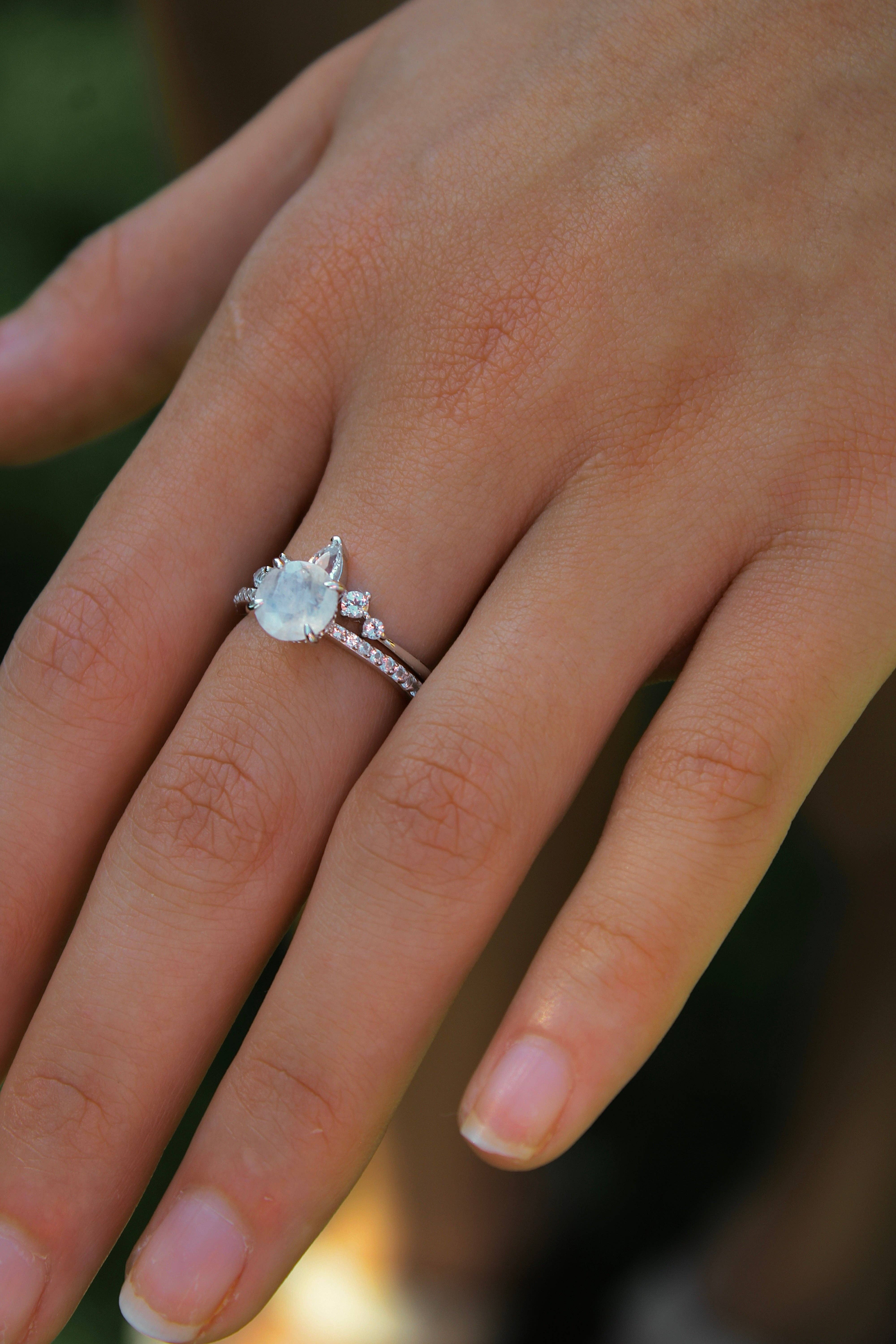 Vivian Grace Jewelry - Wholesale Single Stone/Solitaire Ring - Ava Moonstone & Topaz Ring Set4