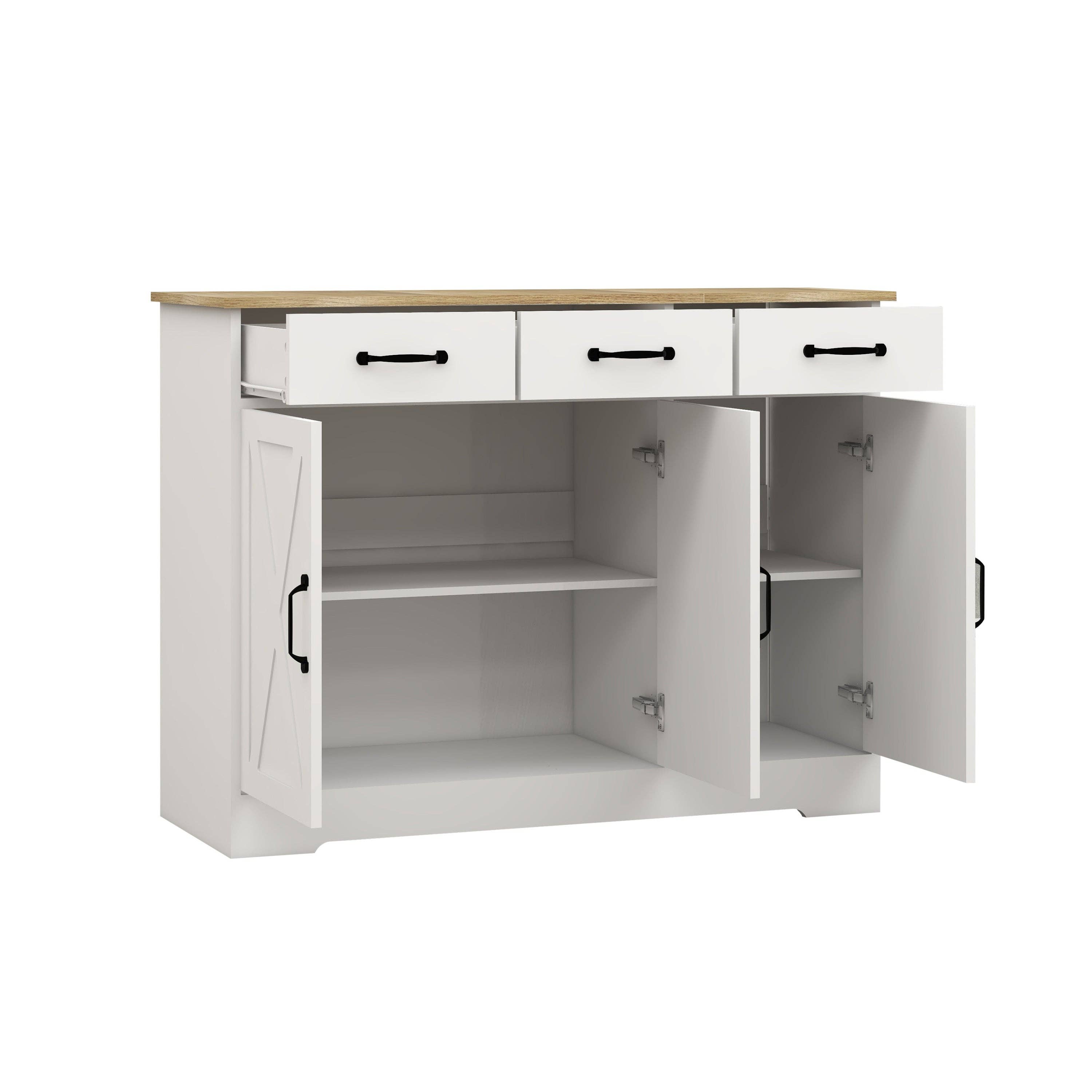 39F Inc. - Wholesale Cabinet - Farmhouse Buffet Cabinet with 3 Drawers & 3 Doors – White13