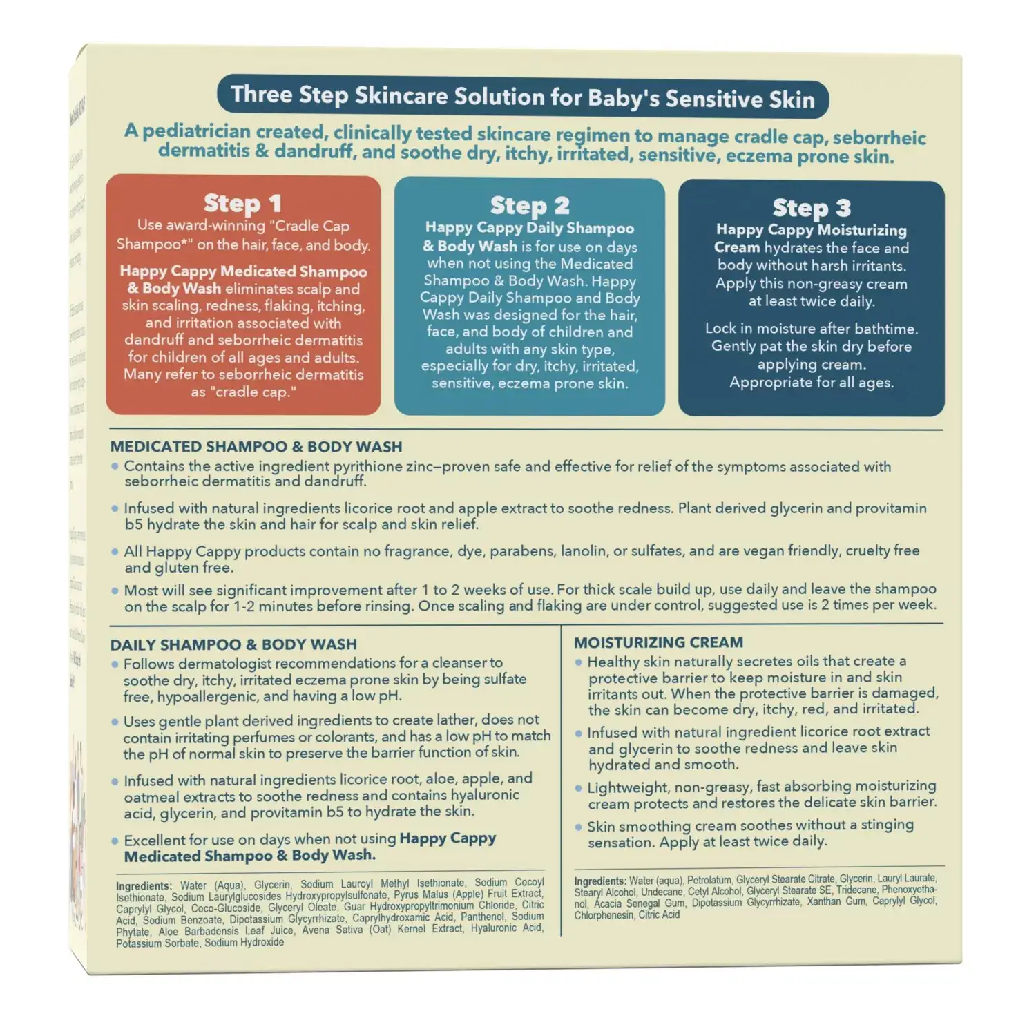 Happy Cappy - Wholesale Bath & Body Set - Baby - 3 Step Baby Skincare Routine Bundle to Manage Cradle Cap and Eczema (FREE Beanie Brush)2