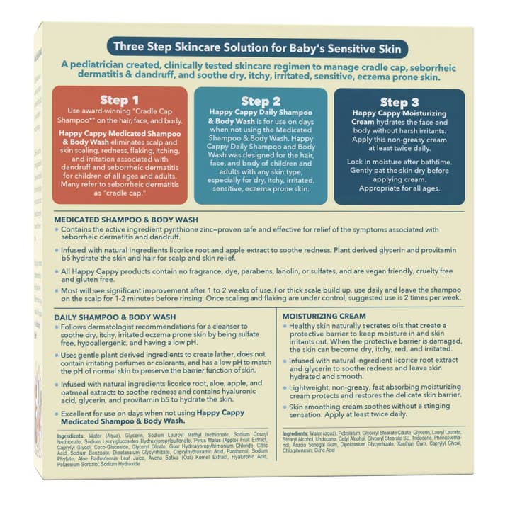 Happy Cappy - Wholesale Bath & Body Set - Baby - 3 Step Baby Skincare Routine Bundle to Manage Cradle Cap and Eczema (FREE Beanie Brush)2