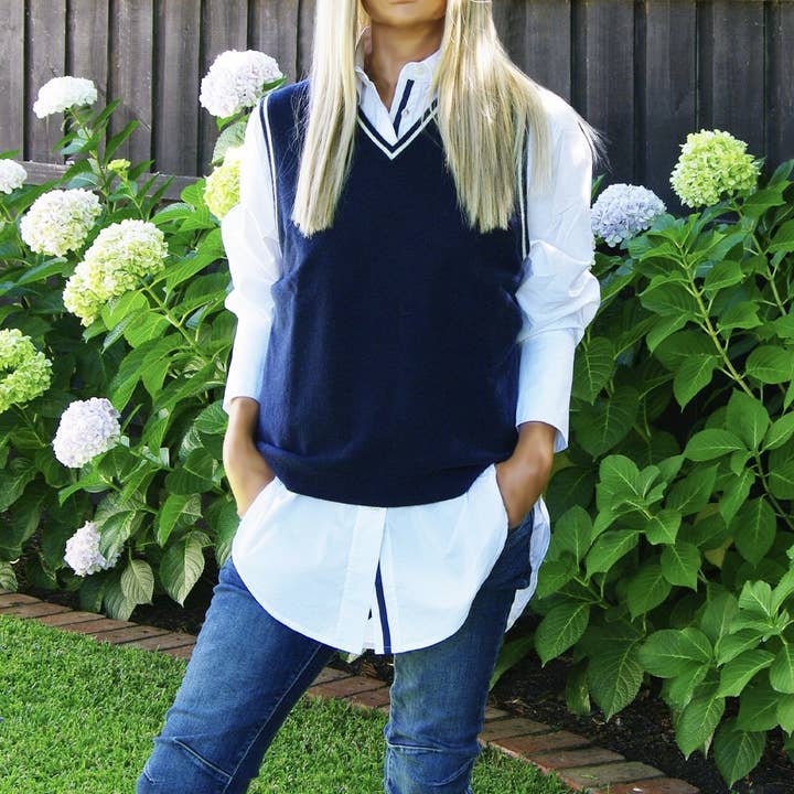 Navy Blue Vest for wholesale by Who's Charlie