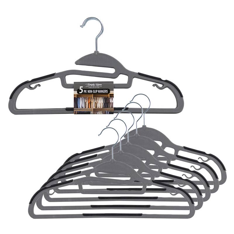 Deluxe Import Trading - Wholesale Clothes Hangers - Non-Slip Hangers - 5 Pack - 17'' Hangers - Black And Grey0