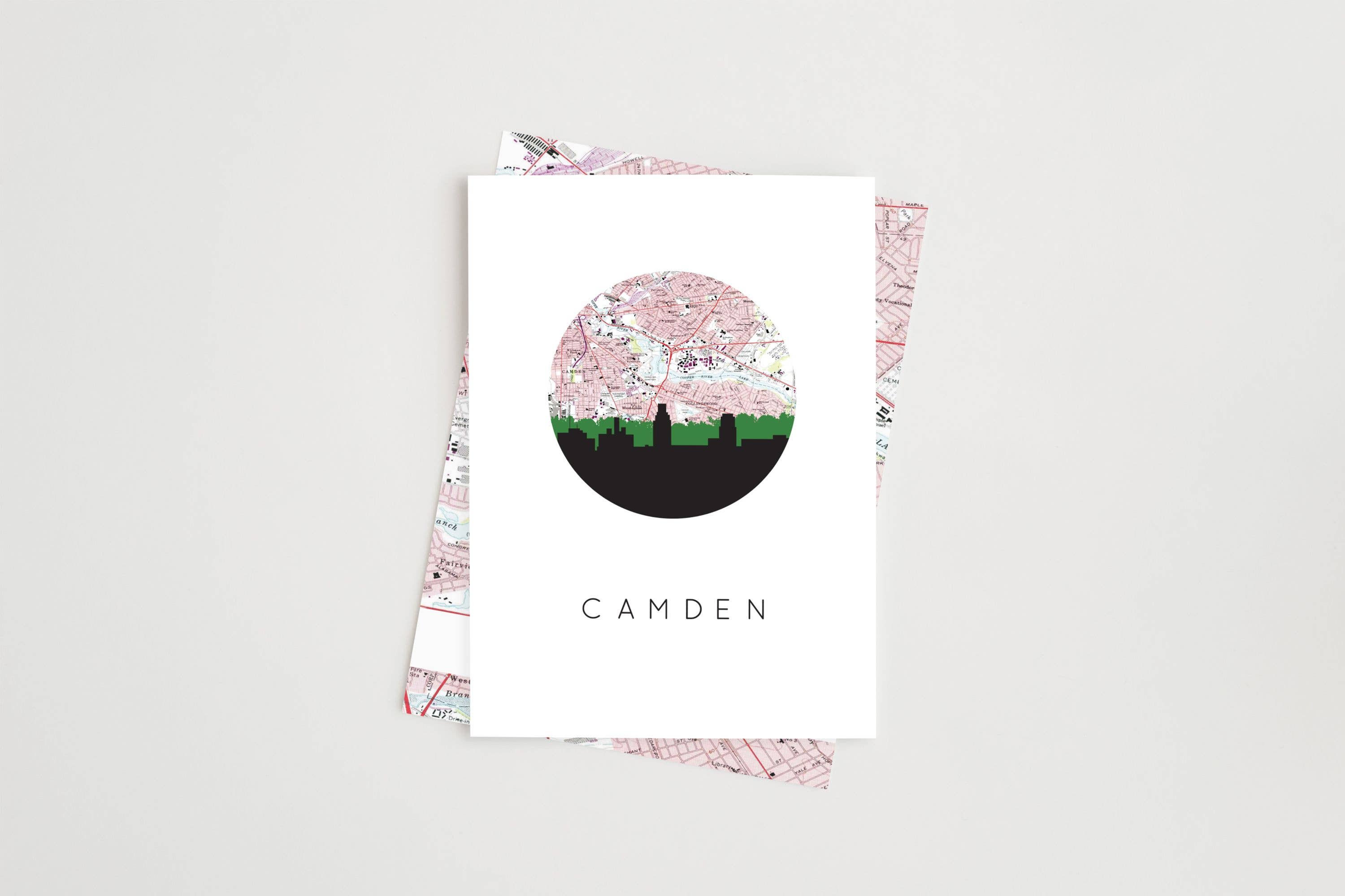 Paperfinch Design - Wholesale Everyday Greeting Card - Camden New Jersey skyline and map greeting card