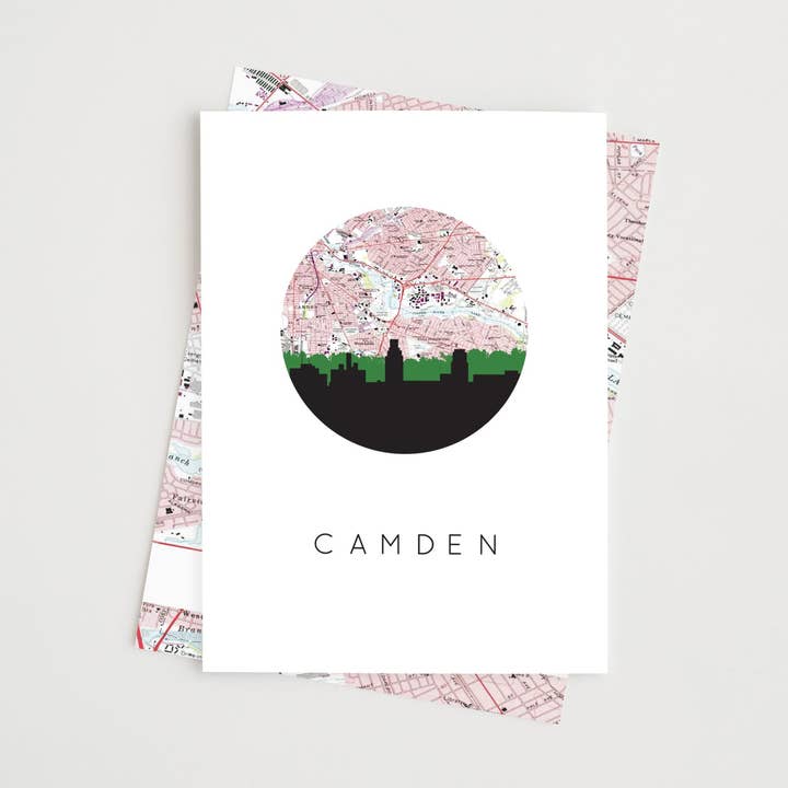 Paperfinch Design - Wholesale Everyday Greeting Card - Camden New Jersey skyline and map greeting card0