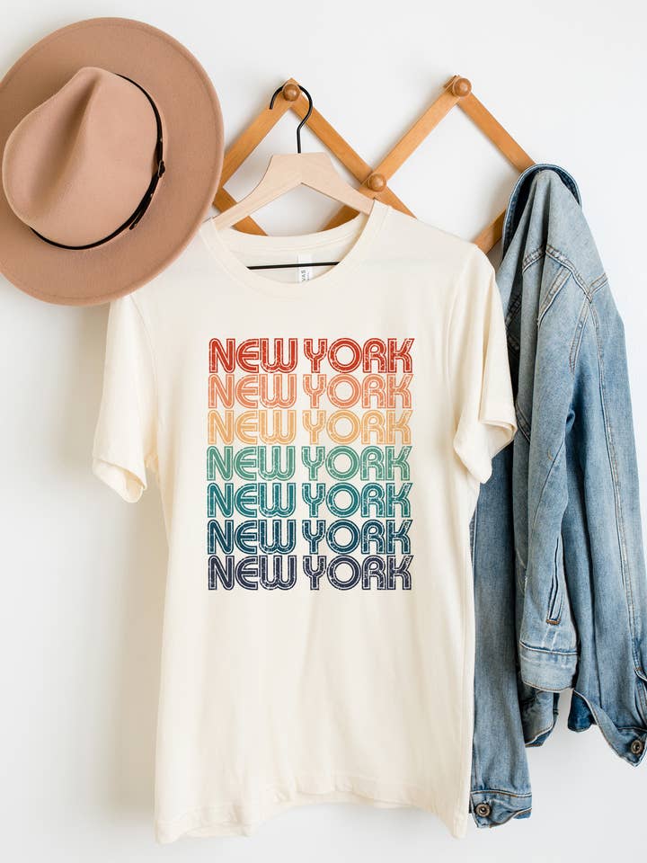 Retro Repeat Rainbow Adult Tee (Customizable) for wholesale by Morado Designs