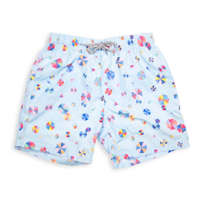 Let's Get This Thread – wholesale Swim shorts – Kids – Kid's Beach Umbrellas Mesh Swim Trunk - Light Blue