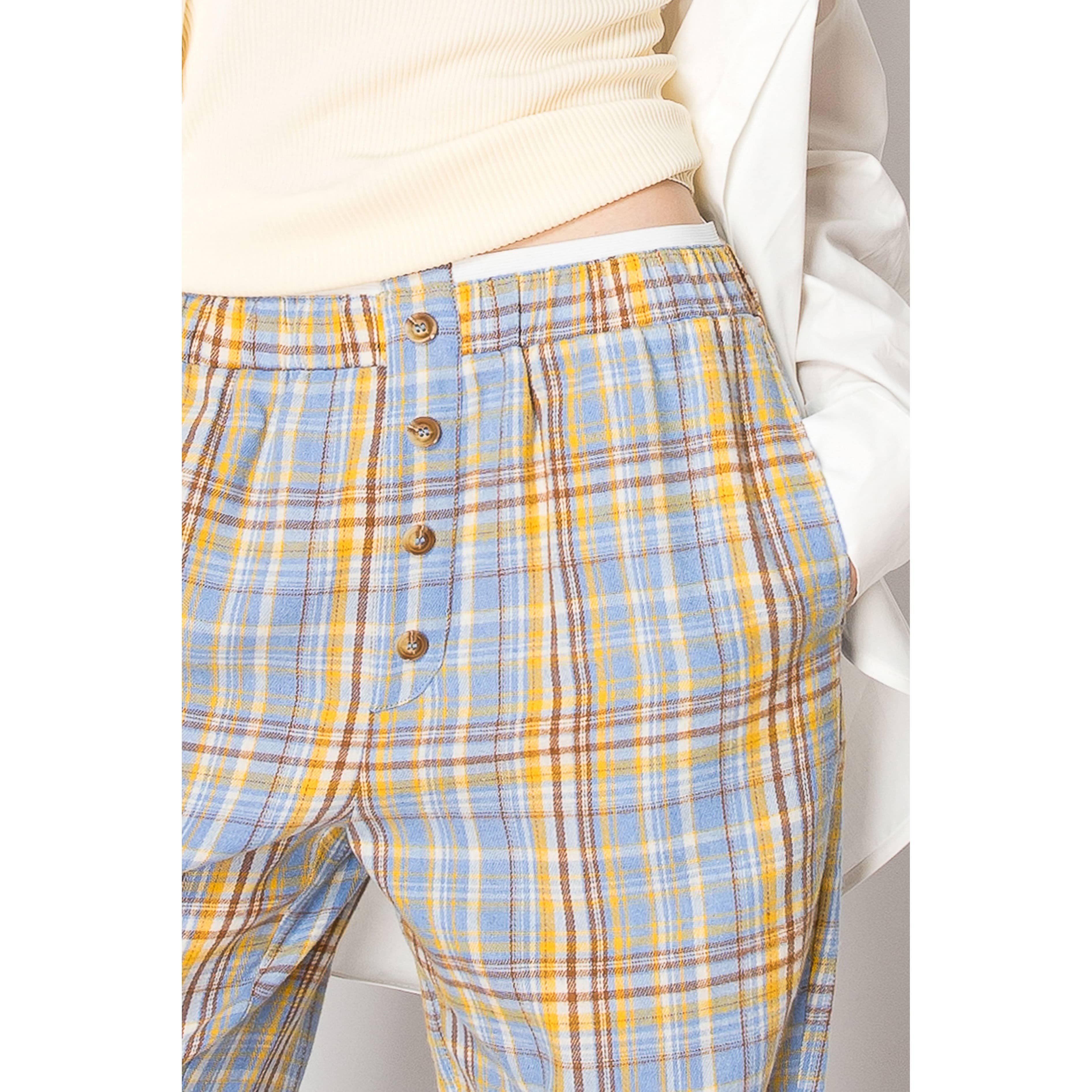 SKYLAR ROSE - Wholesale Pants - Women's - Flannel Plaid Pajama Boxer Wide Leg Lounge PANTS6