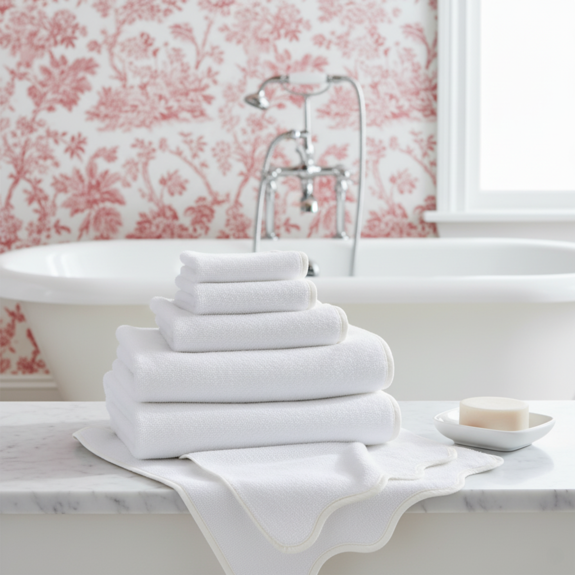 Lotus Linen – wholesale Badrumsmatta – Lyxig badrumsmatta i bomull med kammusselkanter69