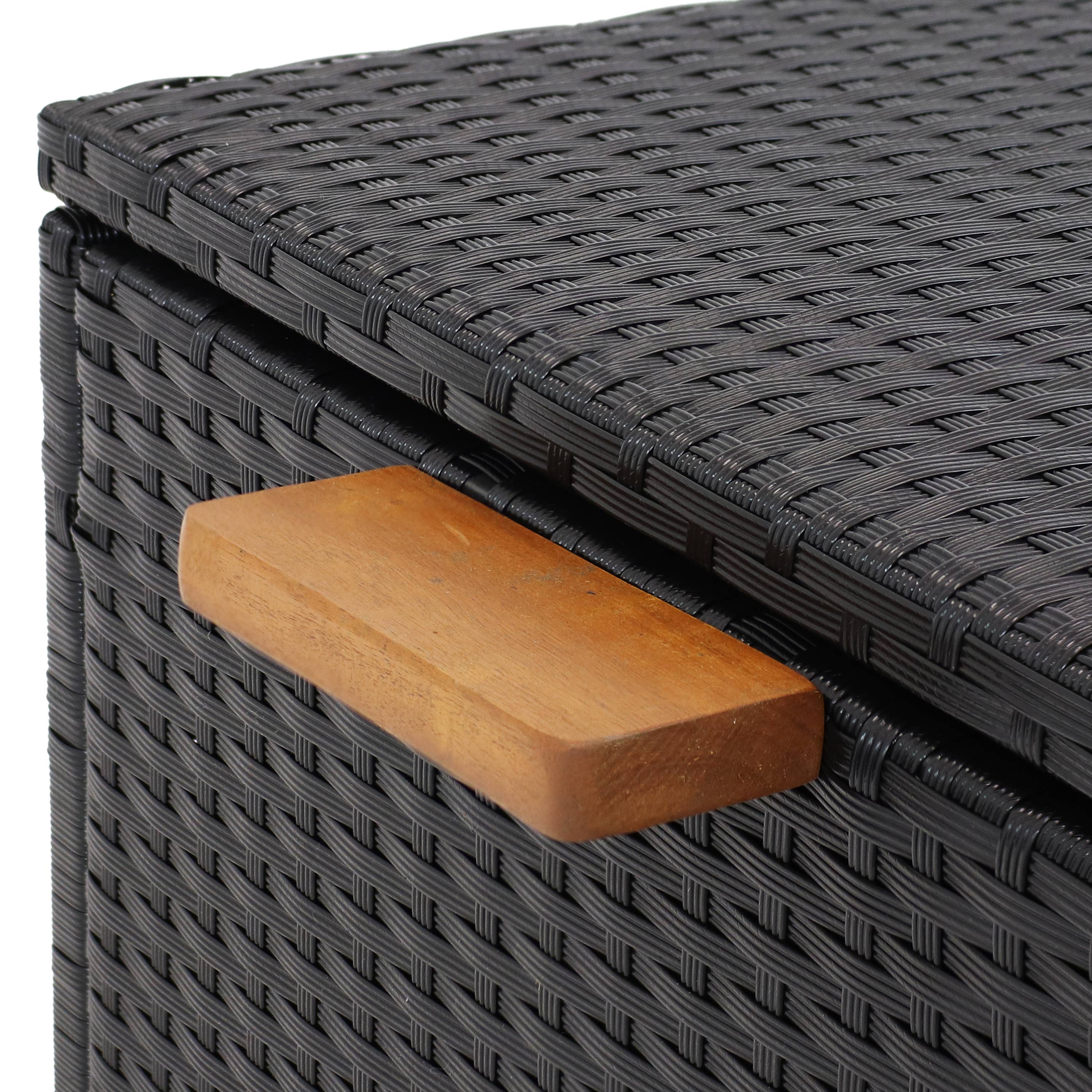 Sunnydaze Decor - Wholesale Outdoor Ornament/Decor - Resin Wicker Storage Deck Box with Handles - Black11