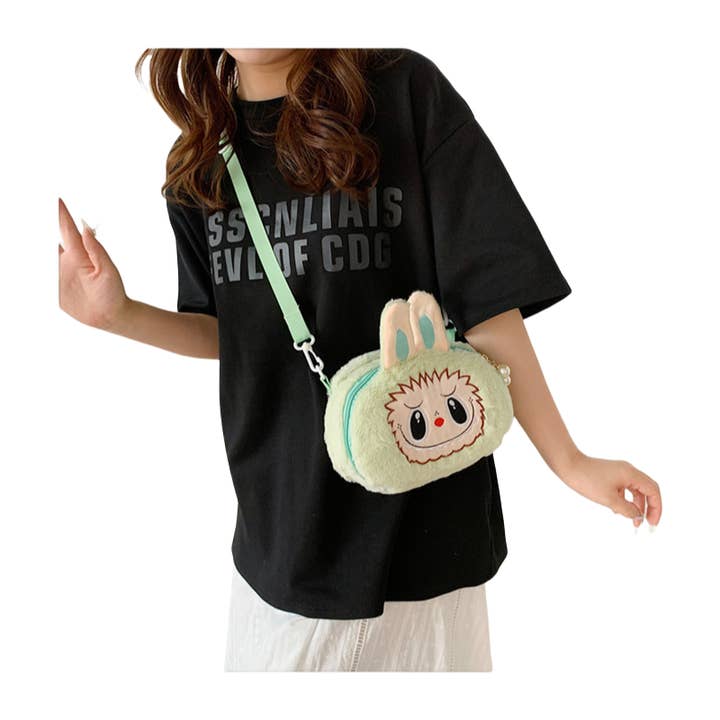 Auraquise - Wholesale Crossbody Bag - Kids - Kids Girls Labubu Soft Character Plush Crossbody Bag Faux Pearls Zipper Pull4
