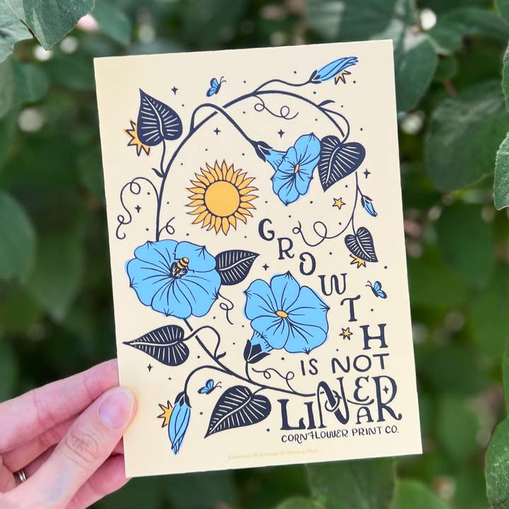 Carte postale | Fleur de naissance de septembre | Liseron pour la vente par Cornflower Print Co.