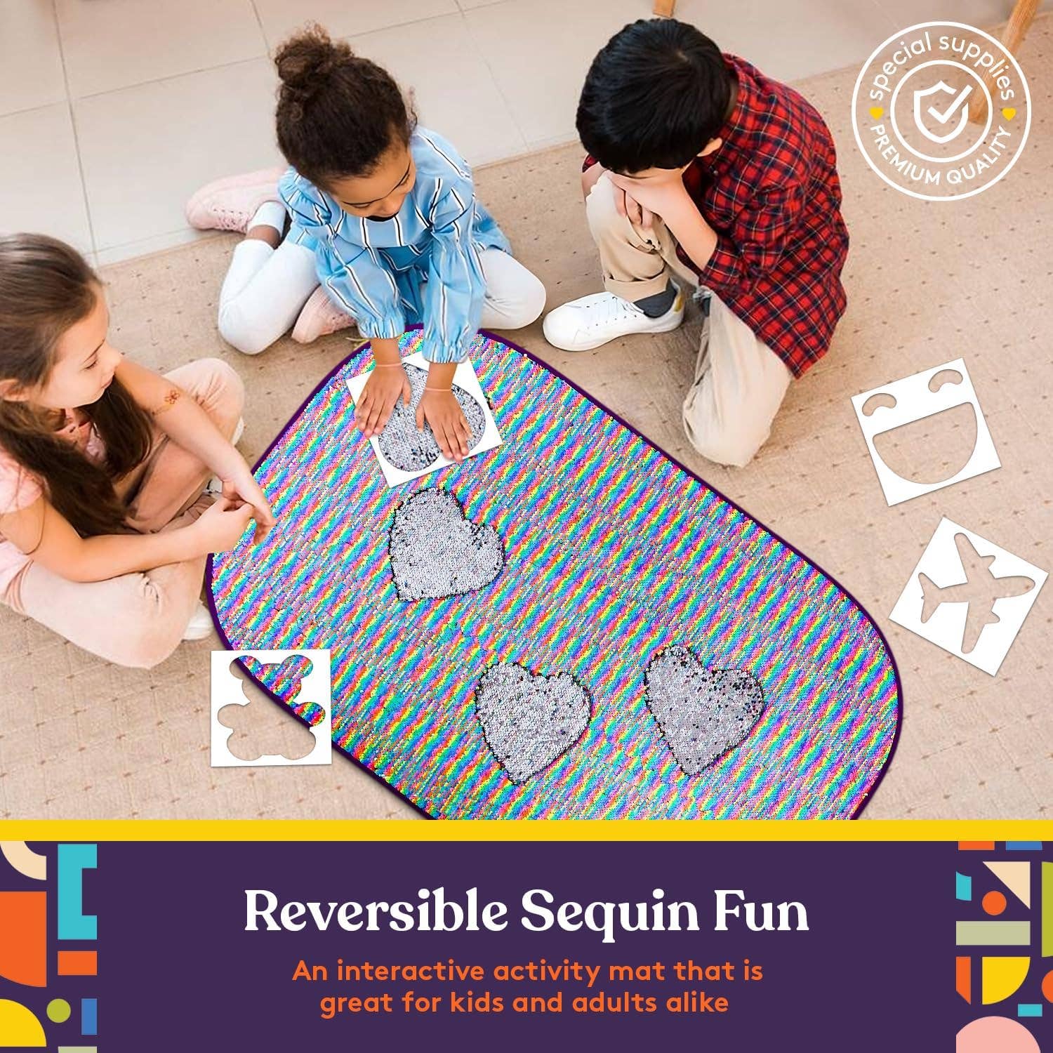 Special Supplies - Wholesale Wall Decor - Kids & Baby - Sequin Fabric Sensory Wall, 39” x 26”, Large Fabric Panel with Colorful Flip Sequined Tactile Stimulation for Kids or Adults, Calming and Stimulating Early Learning Play2