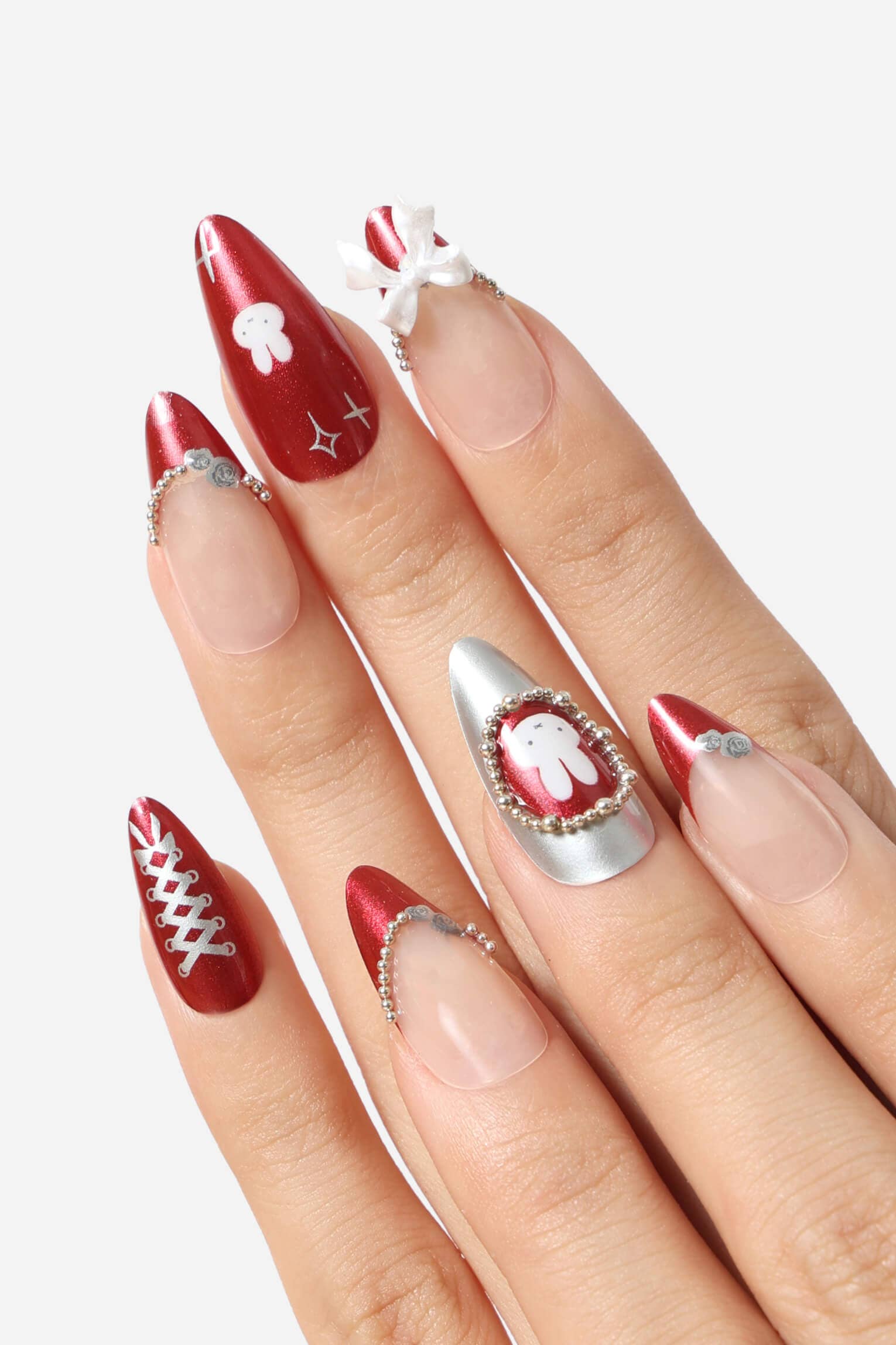 Never Have I Ever - Wholesale Press-On/Fake Nails - BURGUNDY MIFFY - ALMOND PRESS-ON NAILS3