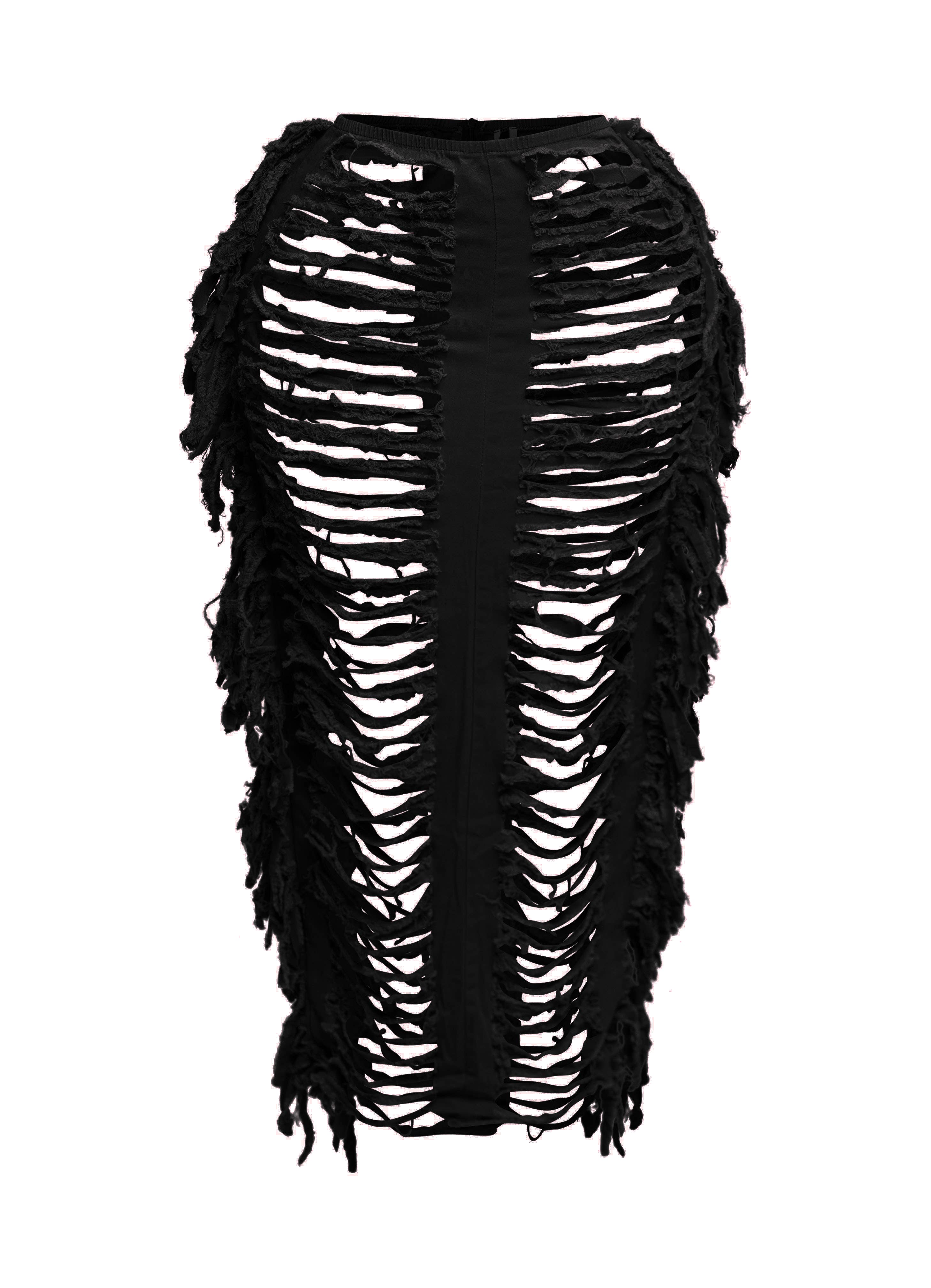 K Too - Wholesale Skirt - Women's - Distressed fringe maxi skirt14