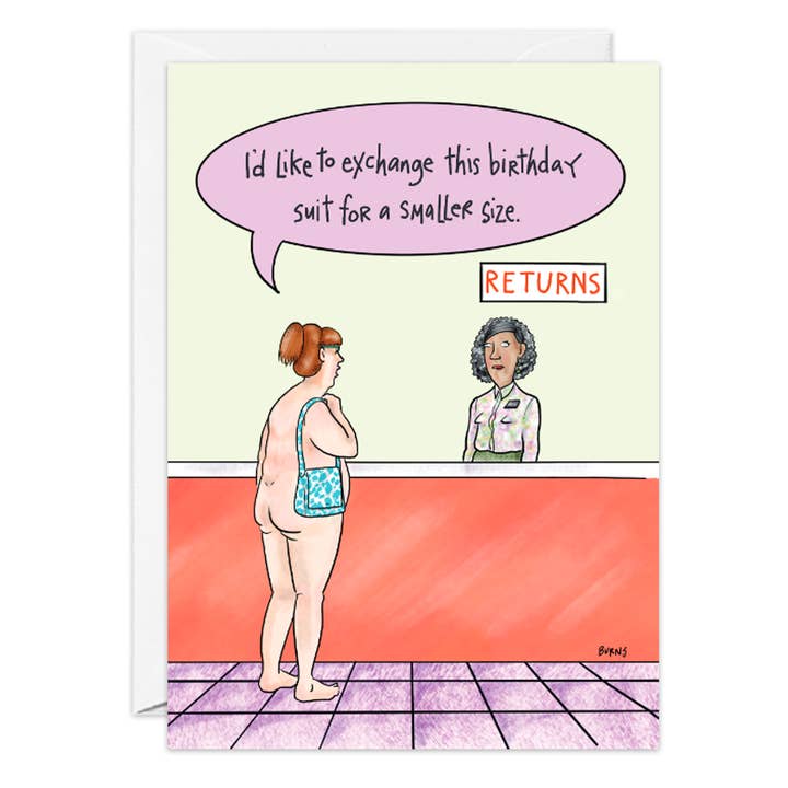 Birthday Suit Exchange Card - 9255 for wholesale by Oatmeal Studios