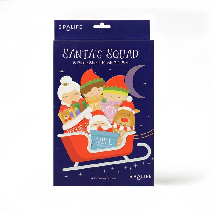 My Spa Life - Wholesale Skincare Face Mask - Santa's Squad 6 Piece Sheet Mask Gift Set